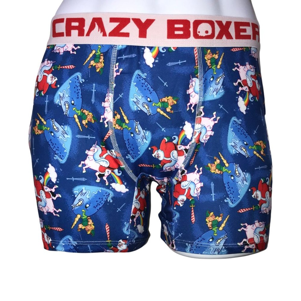 NWT Crazy Boxer 2 Pack Funny Santa Unicorn Whale Christmas Holiday Underwear XL